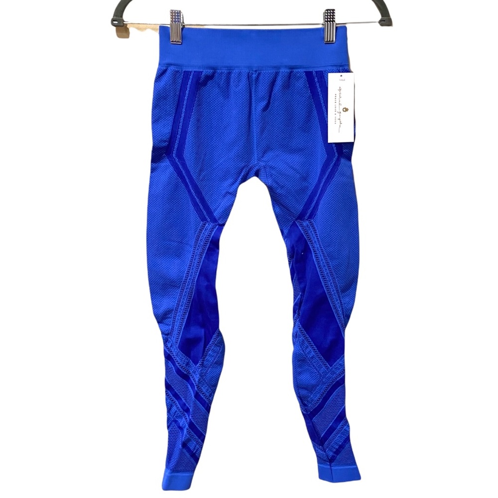 Spiritual Gangster Bright Blue Open Mesh Compression Leggings (XS/S)